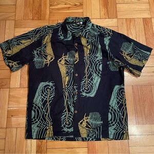 Men’s XL TU TU VI Hawaiian short sleeve button up shirt with funky pattern